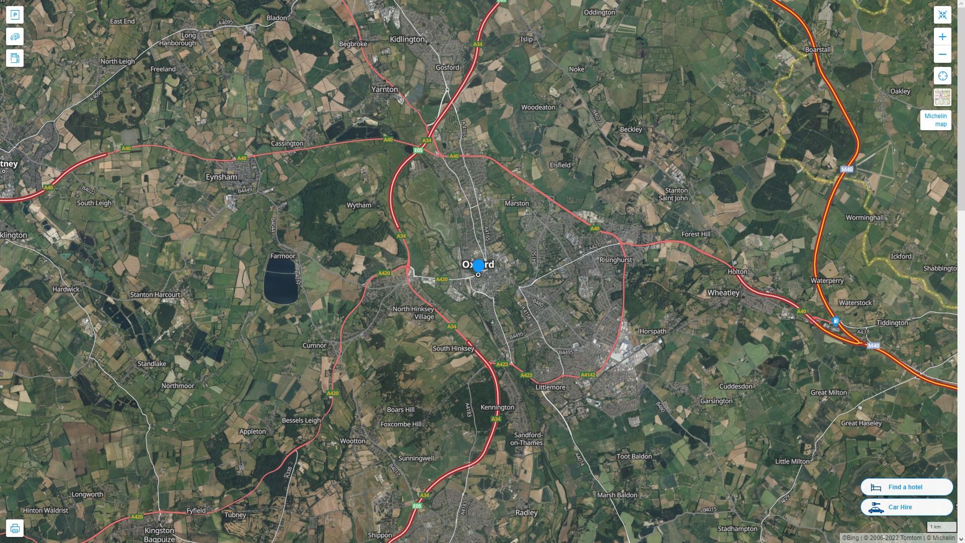 Oxford Royaume Uni Autoroute et carte routiere avec vue satellite